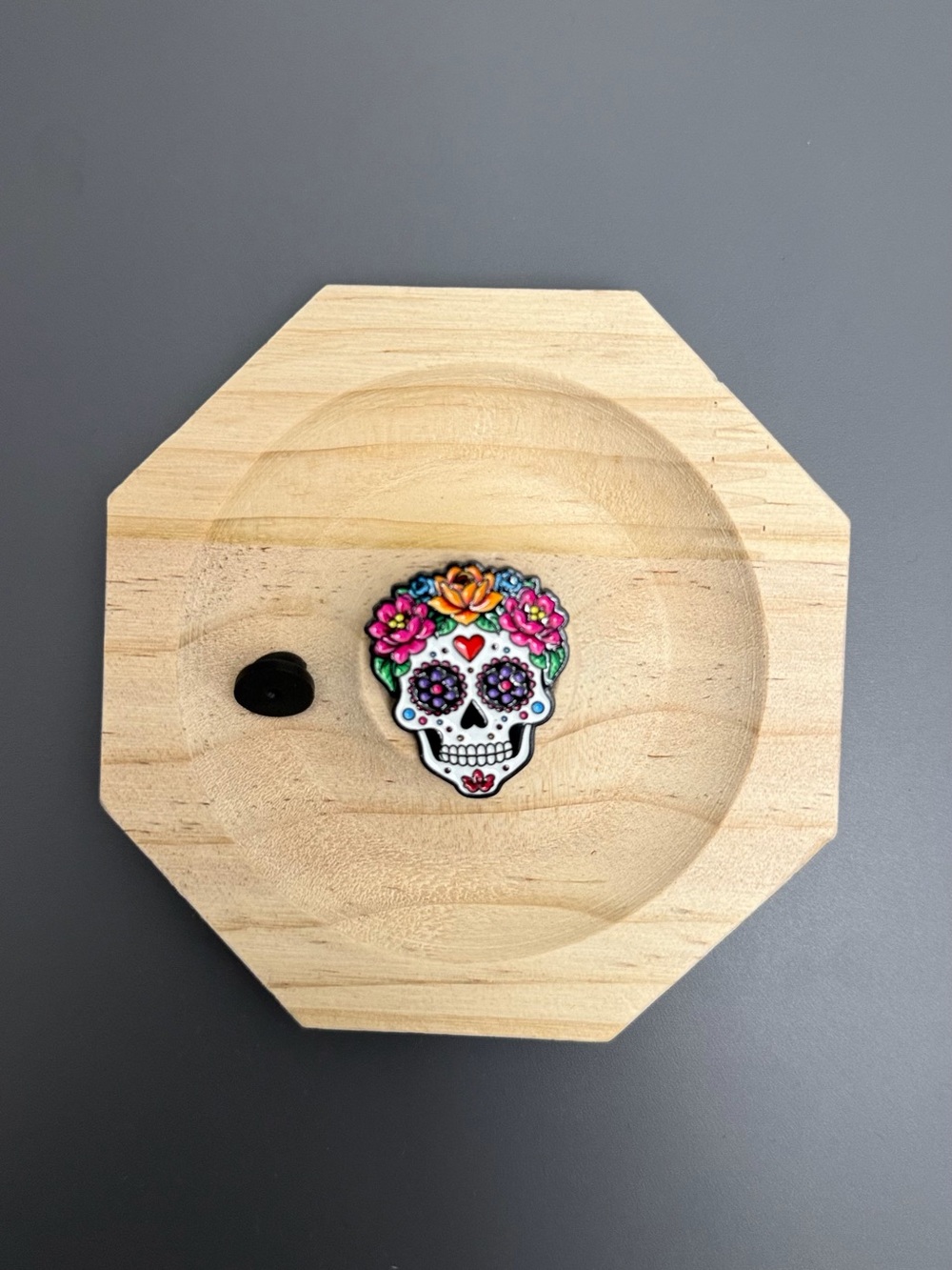 Colorful Floral Sugar Skull Pin Day of the Dead Dia de los Muertos Brooch